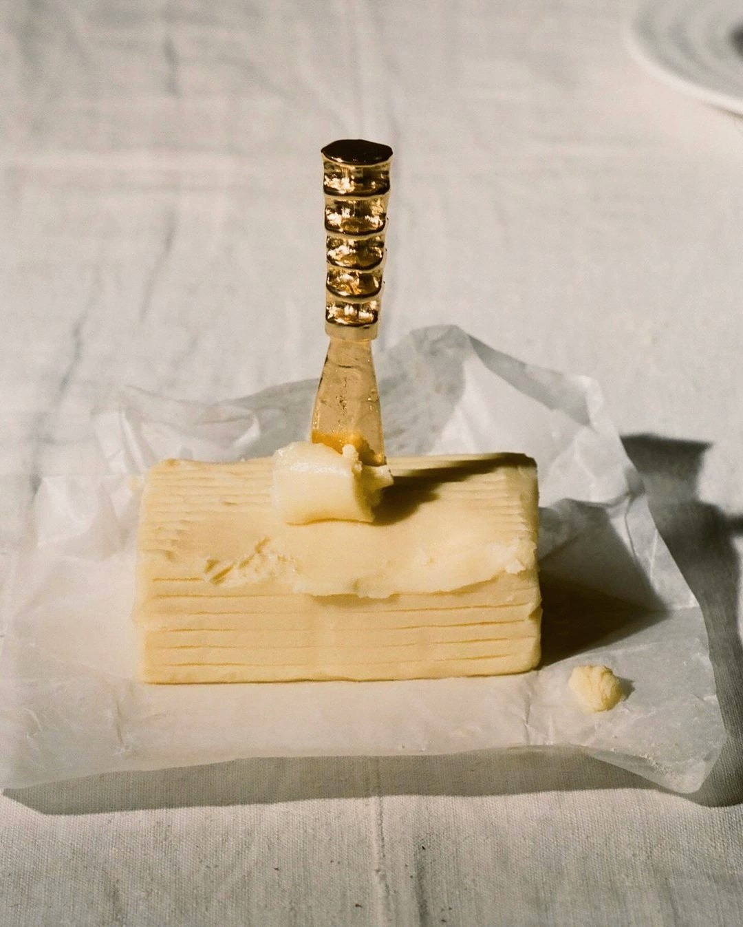 Butter in a silver dish